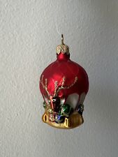 Vintage Glass Christmas Ornament Red Hot Air Balloon Santa Deer Gifts 2,5