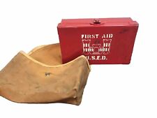 Vintage Military Red Metal First Aid Kit With Bag U.S.E.D picture