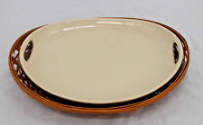 Longaberger Woven Traditions Pottery Contour Handled Platter & Swoop Tray Basket picture