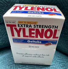New Vntg Extra-Strength Tylenol Geltabs 500 MG EACH, 50 Pouches Box C. 1998 Prop picture