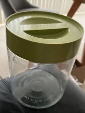 Vintage Pyrex See N Store Ware Glass Canister Container Avocado Green Lid 48 Oz picture