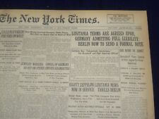 1916 FEB 9 NEW YORK TIMES - GERMANY ADMITS FULL LIABILITY FOR LUSITANIA- NT 9030 picture