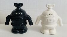 ROBOT Black & White Vintage Salt & Pepper Shakers 80's Figures Space Men Ceramic picture