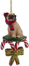 Pug on Candy Cane Ornament  picture