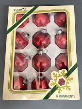 Stunning Vintage a Dozen/12 Pieces of Pyramid Red Glass Christmas Tree Ornament picture