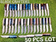 50 PCS LOT CUSTOM HAND FORGED DAMASCUS BLADE CAMPING SKINNER HUNTING KNIVES - picture