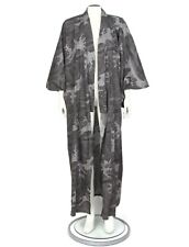 Vintage 70s Made in Japan Casual Kimono Cosplay Dress Gray Waves Anime Robe picture