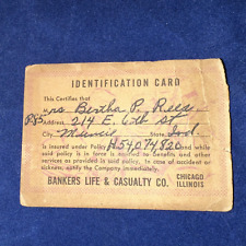 ID Card Bankers Life And Casualty - Bertha P Rees - Muncie, IND picture