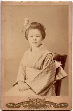 CIRCA 1890s CABINET CARD RAPHER YOUNG JAPANESE LADY IN TRADITIONAL ROBES picture