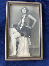 VTG Antique Photo 1920's female Flapper 11”x 7”Wood Frame Studio PortraitSigned picture