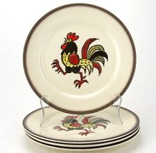 4 Metlox Red Rooster Dinner Plates 10