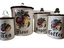 Poppy Trail by Metlox 4 Canister Set Provincial Fruit Pattern Stoneware MCM Vtg  picture