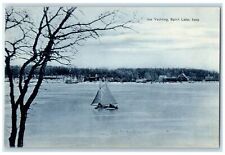 c1910's Ice Yachting Trees Scene Spirit Lake Iowa IA Unposted Vintage Postcard picture