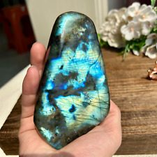 High Quality Natural Flashy Labradorite Quartz Crystal Freeform Home Decor 670g picture