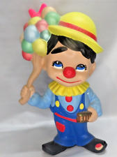 Ceramic Smiling Clown Boy Selling Balloons Vintage Hand Painted Rare LB picture