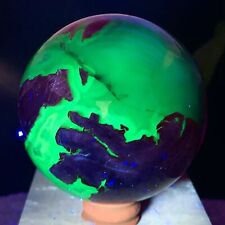 407G Natural Silver Light Agate crystal Sphere Ball Glow Under UV Light picture