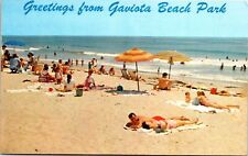 Postcard Gaviota Beach Park, Santa Barbara California, Sunbathers, Umbrellas picture