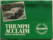 TRIUMPH ACCLAIM Car Press Information Pack Photos Oct 1981 picture