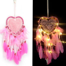 Pink Dream Catcher with LED Lights Handmade Feather Dreamcatcher Wall Hanging US picture