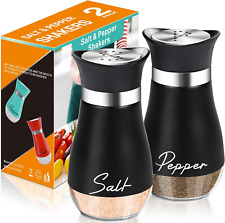 Salt and Pepper Shakers Set,4 Oz Glass Bottom Salt Pepper Shaker with Stainless  picture