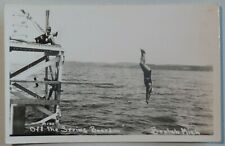 Off The Spring Board Beulah Michigan Swimmers Real Photo Postcard RPPC A183 picture