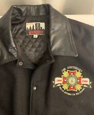 Veterans Of Foreign Wars 100th Anniversary Jacket, Black Wool & Leather, Size XL picture