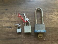 Lot of 3 Vintage Master Locks with Keys No 1, No 2 & No 9 - with Keys picture