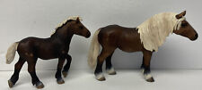 Lot of 2 - Schleich Horse And Pony - Plastic D-73527 Brown With White Mane Rare picture