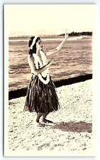 1930s HAWAIIAN ISLANDS HAWAIIAN HULA GIRL SKIRT PALMS KODAK  RPPC POSTCARD P2321 picture
