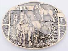 Shire Draft Show Work Horse 1980s Solid Brass Vintage Belt Buckle picture