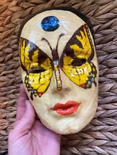 Vintage signed Paper Mache Butterfly Mask by Oskar Raoul Mexico picture