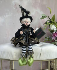 CHRISTIAN SIRIANO HALLOWEEN DECORATION SEATED ELF WITCH DOLL ELEGANT FANCY DRESS picture