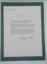 Rosalynn Carter Signed 1982 Typed Personal Letter About Her Love Of Reading picture