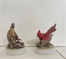 Pair Of Male And Female Cardinal Bird Figurines Andrea By Sadek, Fast Shipping  picture
