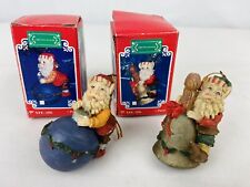 Vintage Christmas Ornaments 2pc Elf Elves Gnome Resin 2.5” Trippie’s Inc, 1993 picture