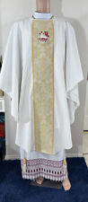 WHITE IVORY GOLD CHASUBLE + STOLE (WG0097) picture