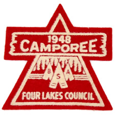 MINT Vintage 1948 Camporee Felt Patch Four Lakes Council Wisconsin WI Scouts BSA picture