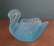 Vintage Interpur Frosted Blue Pressed Glass Swan Toothpick Holder picture