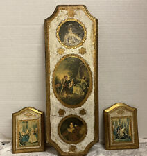Vintage Three Piece Italian Florentine Wood Plaques Wall Hanging Italy picture