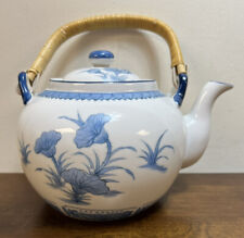 Seymour Mann Vintage China Fine Porcelain Blue & White Teapot Chinese Lotus picture