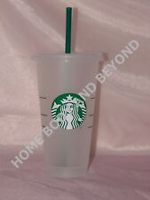 STARBUCKS Reusable Venti 24 OZ Frosted Ice Cold Drink Cup With Lid & Straw picture
