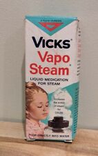Vintage Vicks Vapo Steam Box & Bottle Liquid Medication Turquoise Packaging Ad picture