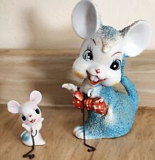 Vintage Arnart Mouse & Baby Blue Sugar Glaze Anthropomorphic Texture MCM picture