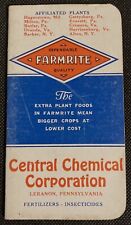 Farmrite Central Chemical Lebanon Pa Insecticide Fertilizer Notebook 1953 picture