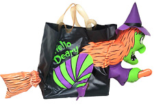 Vintage Halloween Inflatable Flying Witch on Broom Trick or Treat Bag 1996 Scary picture