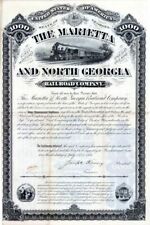 Marietta and North Georgia Railroad Co. - $1,000 Bond - Railroad Bonds picture
