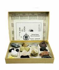 Vtg Rock and  Mineral Collection Display Box Smithsonian Marble Fossil 16 Stones picture