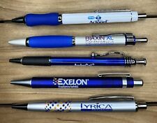 LOT 5 Blue Silver Metal Clicker Pens Lyrica Actonel Exelon Androgel Biaxin picture