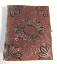 Antique 1875 Leather Small Photo Album 28 Tin Type and Other Photographs picture