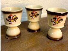 Vintage 1950’s Red Rooster poppy trail double egg cup, set of 3 picture